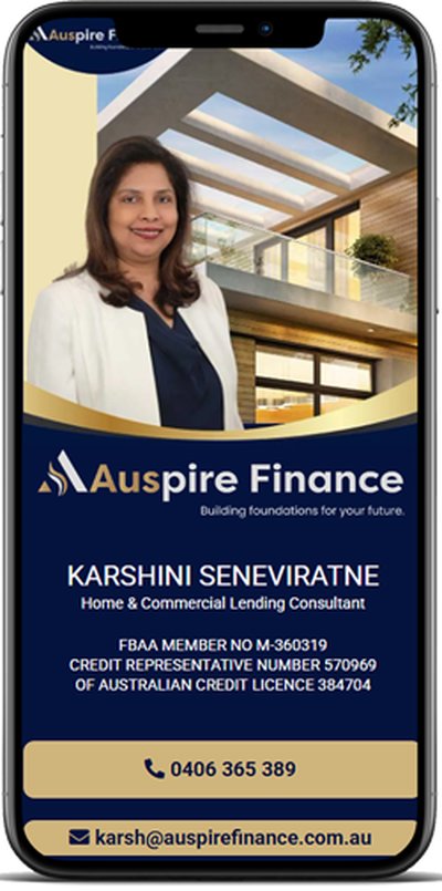 Auspire Finance digital business card, Karshini Seneviratne