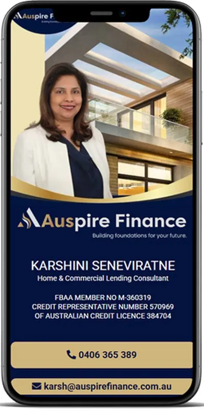 Auspire Finance digital business card, Karshini Seneviratne