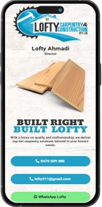 Lofty Carpentry & Construction digital business card