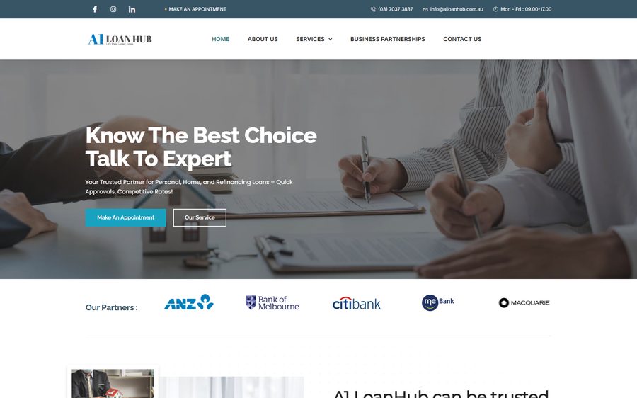 A1 Loan Hub homepage screenshot