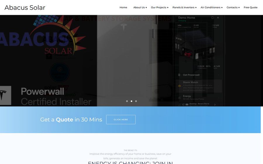 Abacus Solar homepage screenshot