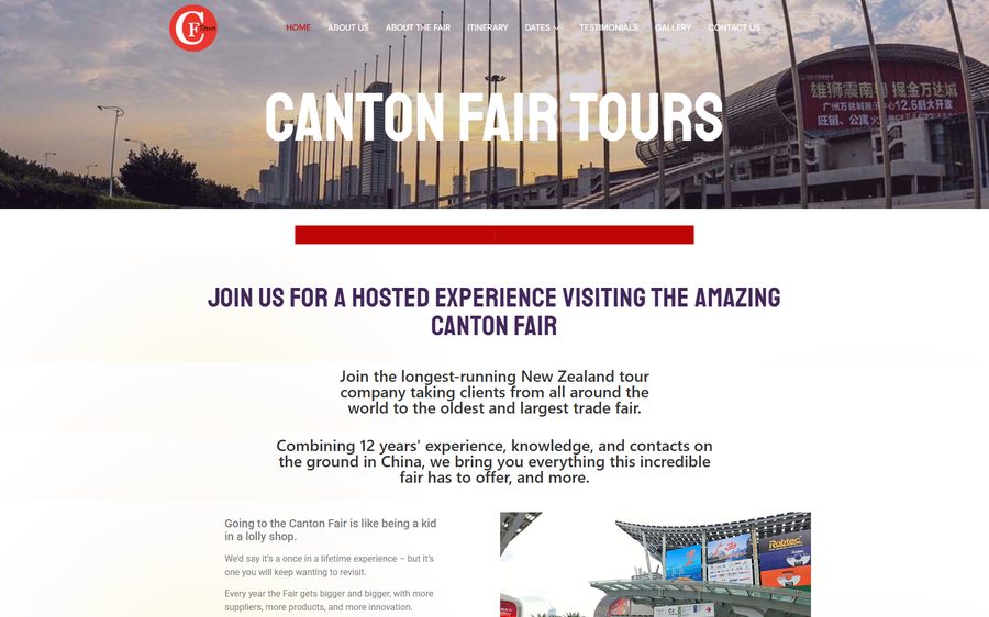 Canton Fair Tours homepage screenshot