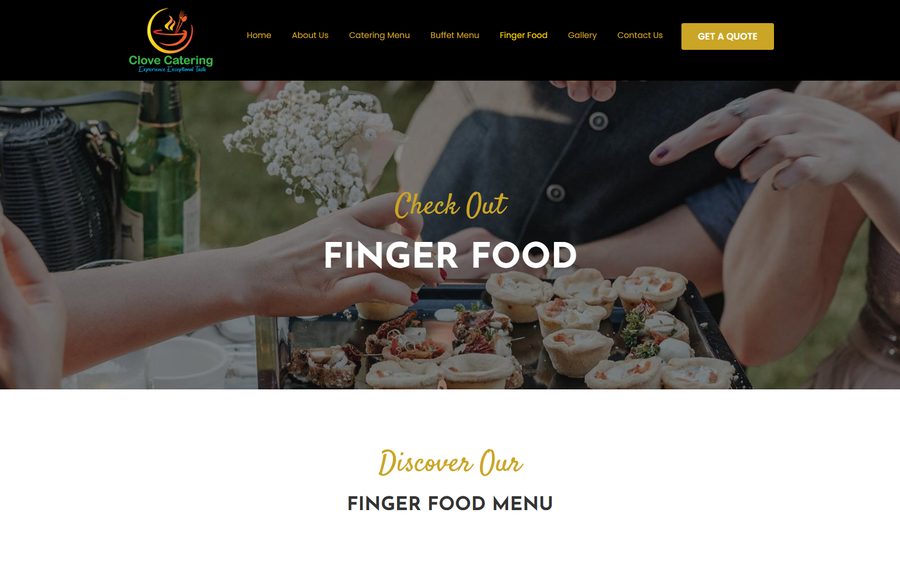 Clove Catering homepage screenshot