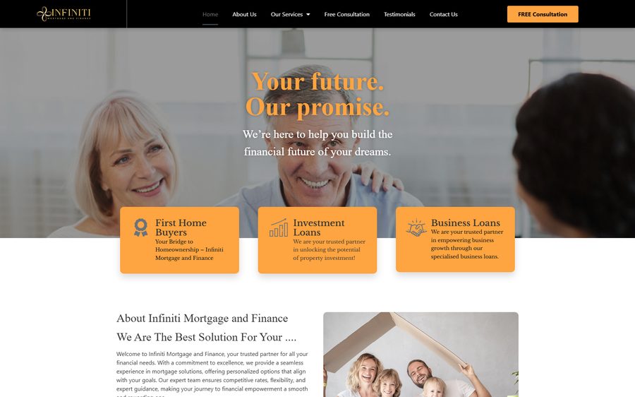 Infinity Mortgage homepage screenshot
