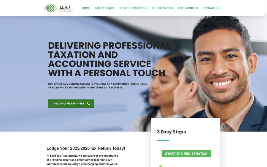Lead Tax Returns homepage screenshot