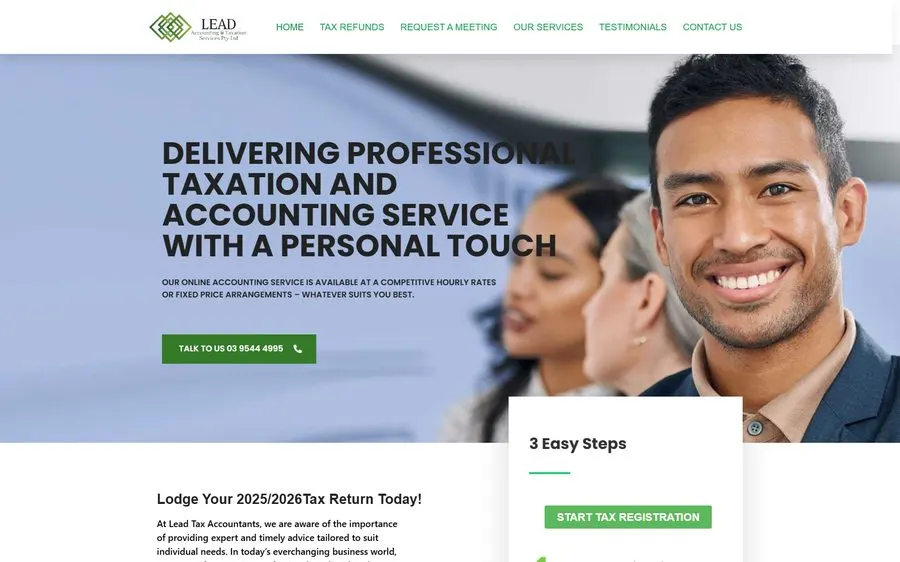 Lead Tax Returns homepage screenshot