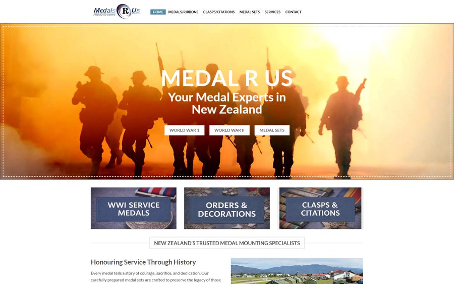 Medals R Us homepage screenshot