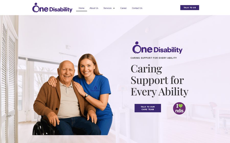 One Disability homepage screenshot