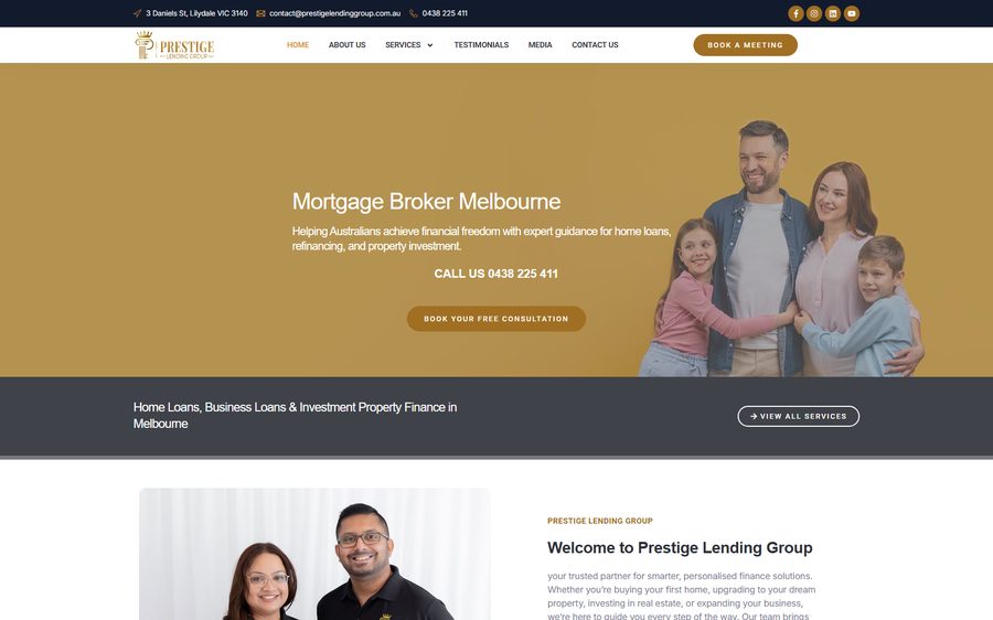 Prestige Lending Group homepage screenshot