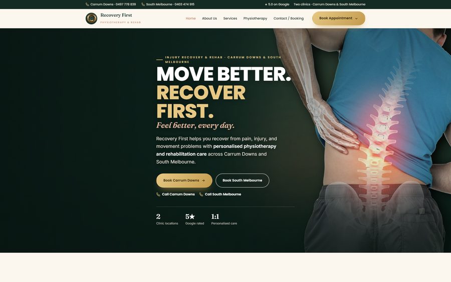 Recovery First homepage screenshot