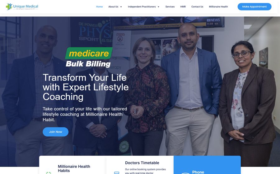 Unique Medical Centre homepage screenshot