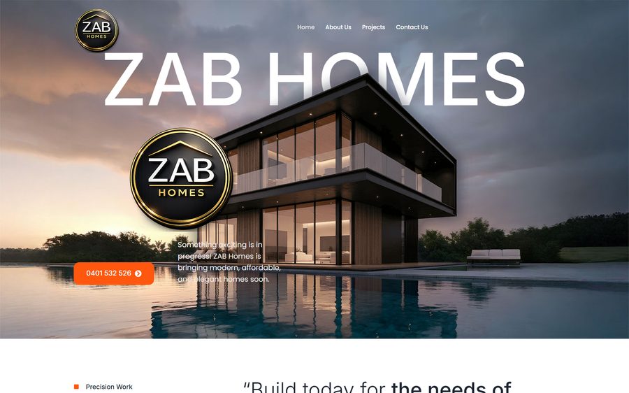 ZAB Homes homepage screenshot