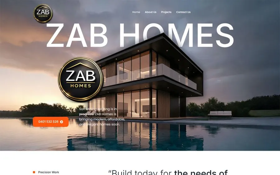 ZAB Homes homepage screenshot